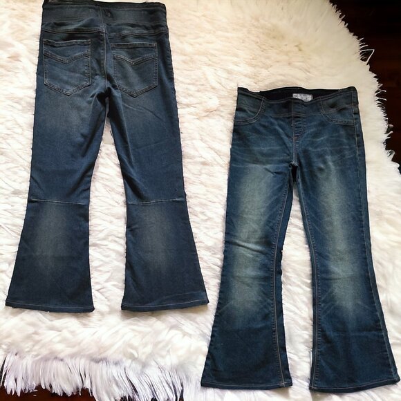 NWOT FREE PEOPLE ( 28 ) Penny Pull On Distressed Flare Crop Jeggings 4 Pkt - Picture 1 of 6